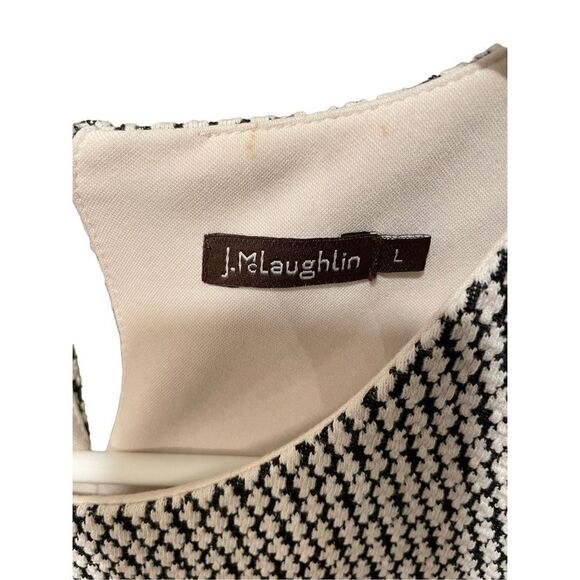 J McLaughlin Dress Women’s L 3/4 Length Bell Sleeve Knit Mini Diamond Jacquard - Picture 2 of 6